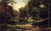 Stream with Field and Grazing Cattle - George Hetzel