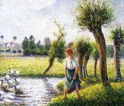 Peasant Woman Watching the Geese - Camille Pissarro