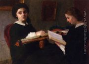 Two Young Women, Embroidering and Reading - Ignace Henri Jean Fantin-Latour