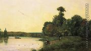 Washerwomen by he River at Sunset - Hippolyte Camille  Delpy