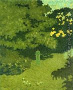 Woman in a Green Dress in a Garden - Pierre Bonnard