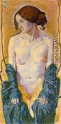 Female Nude with Blue Shawl - Koloman Moser