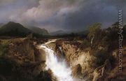 Landscape with Waterfall - Herman Herzog