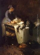 A Young Girl Preparing Poultry - Emil Carlsen