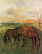 Two Horses in a Pasture - Edgar Degas