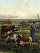 A Shepherdess with Cows and Sheep in a Landscape - Julien Dupre