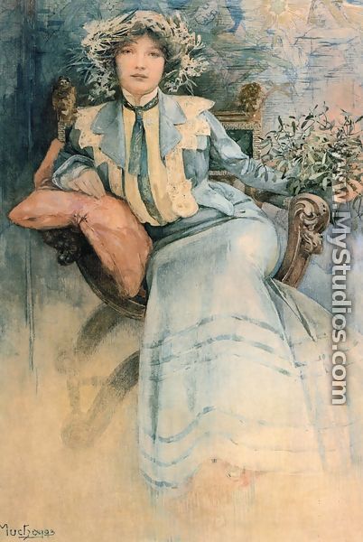 Mistletoe: Portrait of Mme. Mucha - Alphonse Maria Mucha