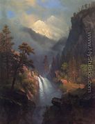 Cascading Falls at Sunset - Albert Bierstadt
