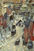 Flags on Fifty-Seventh Street - Frederick Childe Hassam