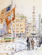 Flags, Columbus Circle - Frederick Childe Hassam
