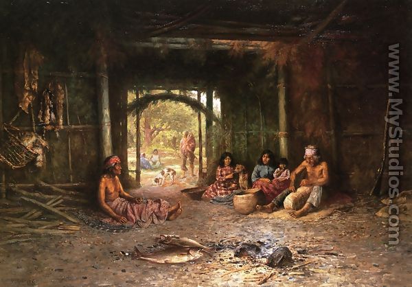 Interior of a Pomo Dwelling - Henry Raschen