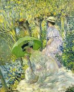 Two Young Women in a Garden - Frederick Carl Frieseke