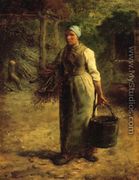 Woman Carrying Firewood and a Pail - Jean-Francois Millet