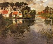 Cottages by a River - Fritz Thaulow