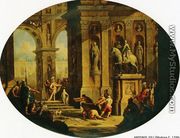 A Capriccio of a Classical Palace with Alexander at the Tomb of Achilles - Antonio Joli