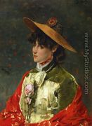 Woman in a Straw Hat - Alfred-Emile-Leopole Stevens
