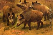 Four Boars in a Landscape - Rosa Bonheur