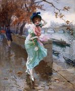 Elegant Lady on the Quay of Paris - Daniel Hernandez