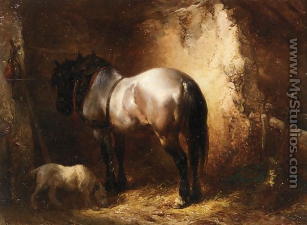A Horse in a a Stable - Wouterus Verschuur