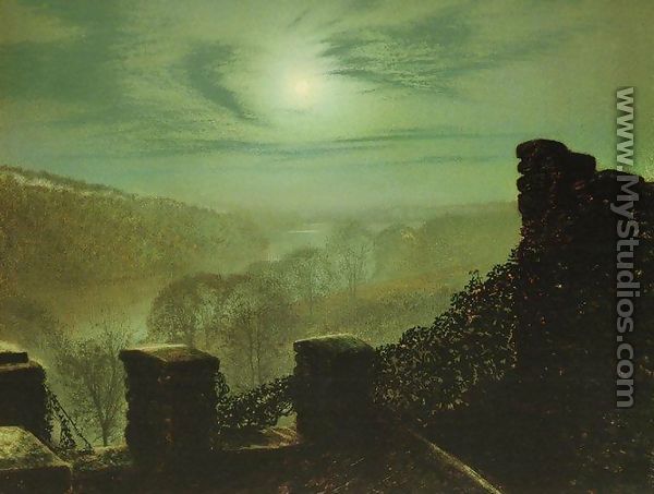 Full Moon behind Cirrus Cloud from the Roundhay Park Castle Battlements - John Atkinson Grimshaw