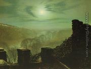 Full Moon behind Cirrus Cloud from the Roundhay Park Castle Battlements - John Atkinson Grimshaw