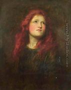 Portrait Study of a Girl with Red Hair - George Frederick Watts