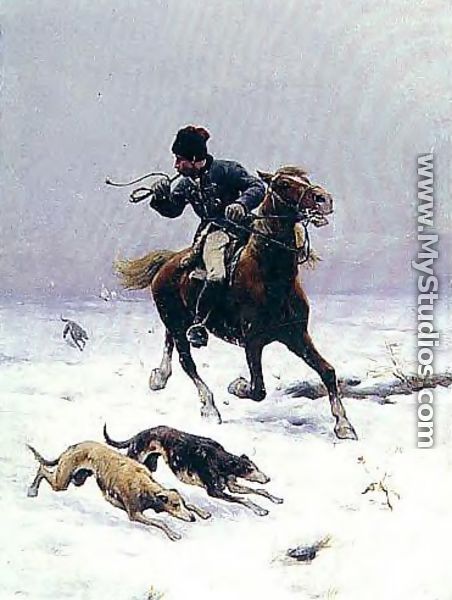 Hunt with Greyhounds - Sigismund Ajdukiewicz