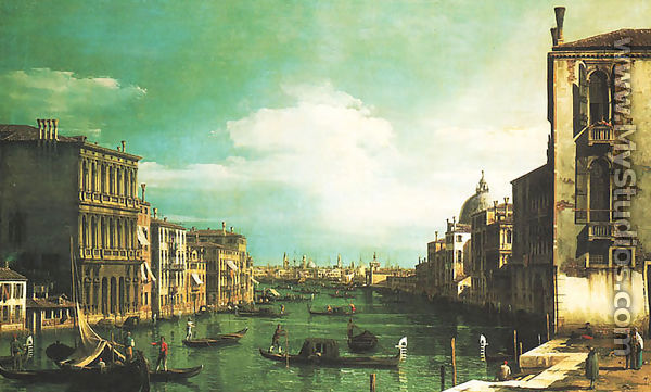 Grand Canal, Venice, Looking East from the Campo di San Vio - (Giovanni Antonio Canal) Canaletto