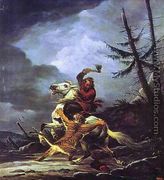 Cossack Fighting off a Tiger - Aleksander Orlowski