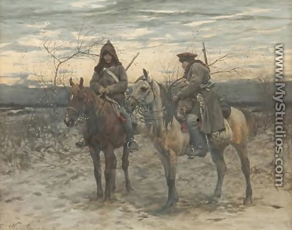Patrol on Horses - Alfred Wierusz-Kowalski