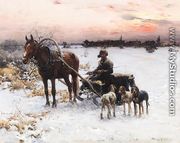 Horse Drawn Sled at Dusk - Alfred Wierusz-Kowalski