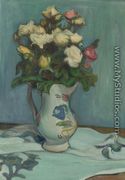 Roses Against a Blue Background - Wladyslaw Slewinski