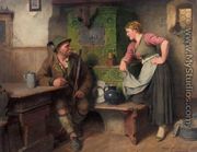Gossiping by the Stove (Bursch und Madel am Ofen) - Hugo Kauffmann