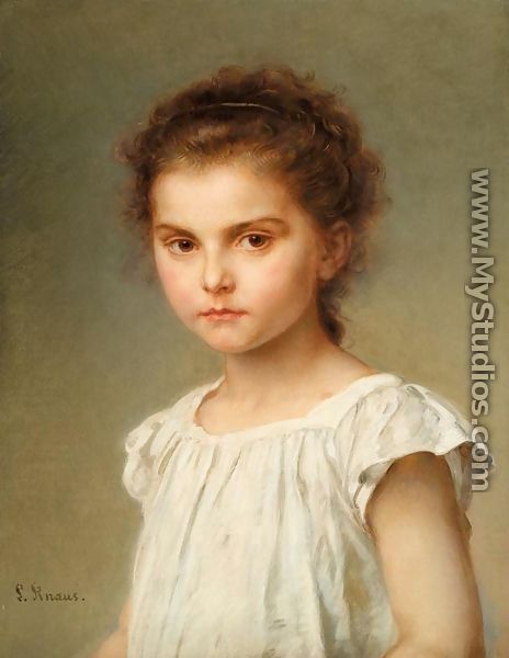 Half-length Portrait of a Girl (Brustbild eines kleinen Madchens) - Ludwig Knaus