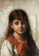 Girl with Coral Necklace and Shawl - Alexei Alexeivich Harlamoff