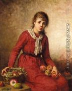 Girl with Fruit - Alexei Alexeivich Harlamoff