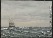 Frigate Sailing in Strong Gales (En Fregat sejler i stærk Kuling) - Christoffer Wilhelm Eckersberg