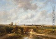 Extensive Summer Landscape with Peasants by a Farm - Jan Evert Morel