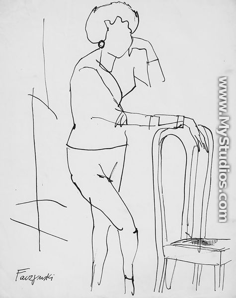Woman by a Chair - Jerzy Faczynski