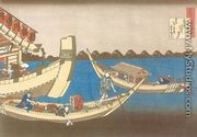 Pleasure Boats on Sumida River (Kiyowara no Fukayahu) - Katsushika Hokusai