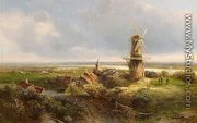 Windmill in an Extensive Landscape - Pieter Lodewijk Francisco Kluyver