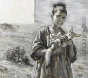 Young Boy with a Fennec (Jeune garcon au fennec) - Alphonse Etienne Dinet