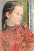 Portrait of a Girl in a Red Dress - Stanislaw Wyspianski