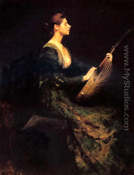 Lady with a Lute - Thomas Wilmer Dewing