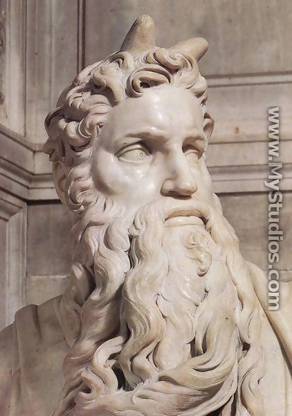 Tomb of Pope Julius II: Moses [detail: 1] - Michelangelo Buonarroti