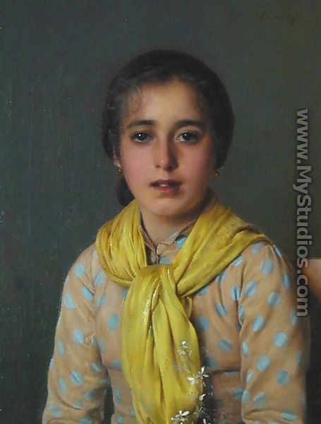 Girl with Yellow Shawl - Vittorio Matteo Corcos
