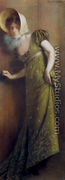 Elegant Woman In A Green Dress - Pierre Carrier-Belleuse