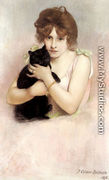 Young Ballerina holding a Black Cat - Pierre Carrier-Belleuse