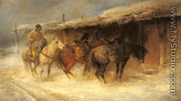 Wallachian Horsemen in the Snow - Emil Rau