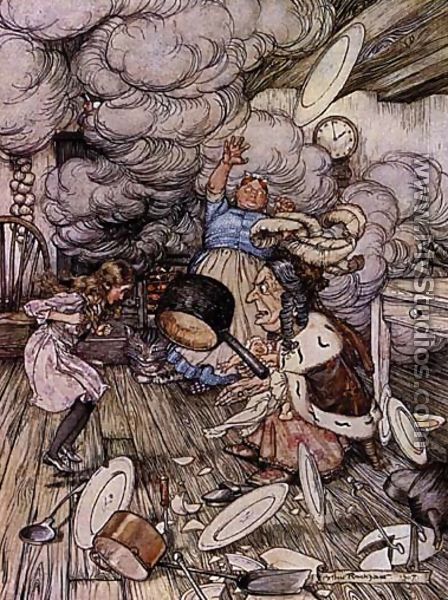 Alice in Wonderland: Pig and Pepper - Arthur Rackham